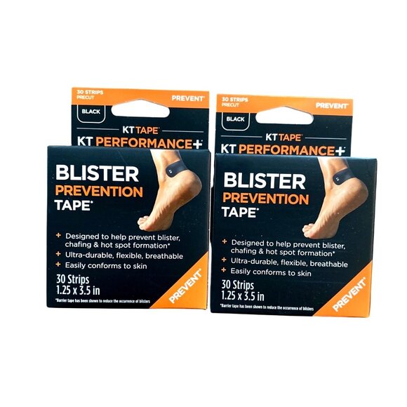 KT Performance+ Blister Prevention Tape 30 Strips Precut 1.25" X 3.5" Black Ultr - Picture 1 of 5